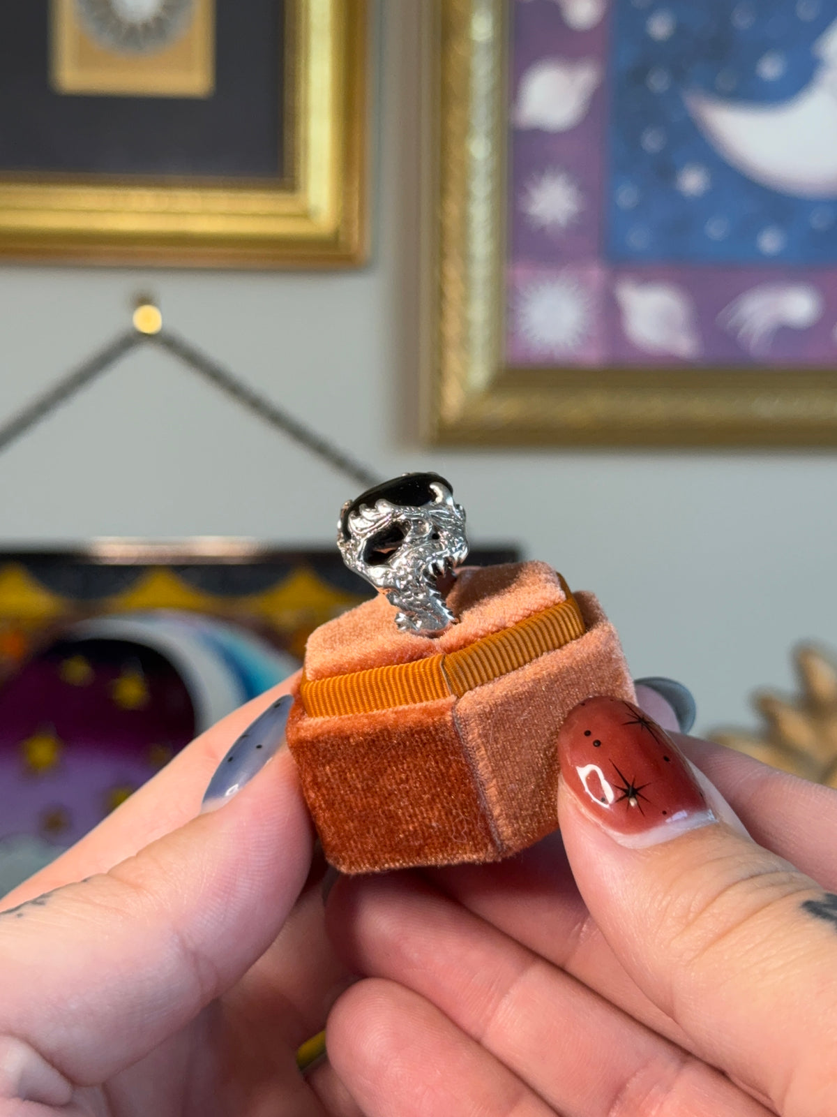 Black onyx signet with dragons