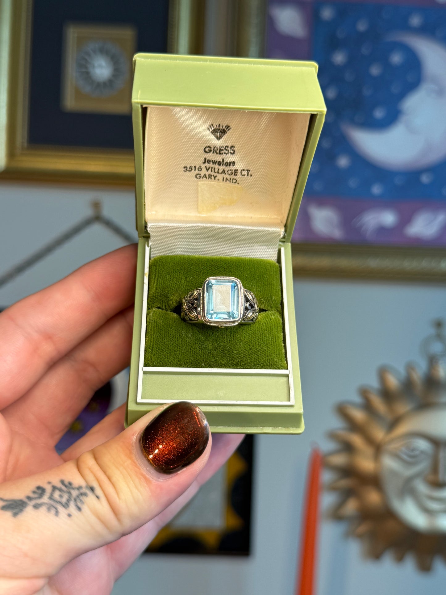 Blue topaz two tone ring