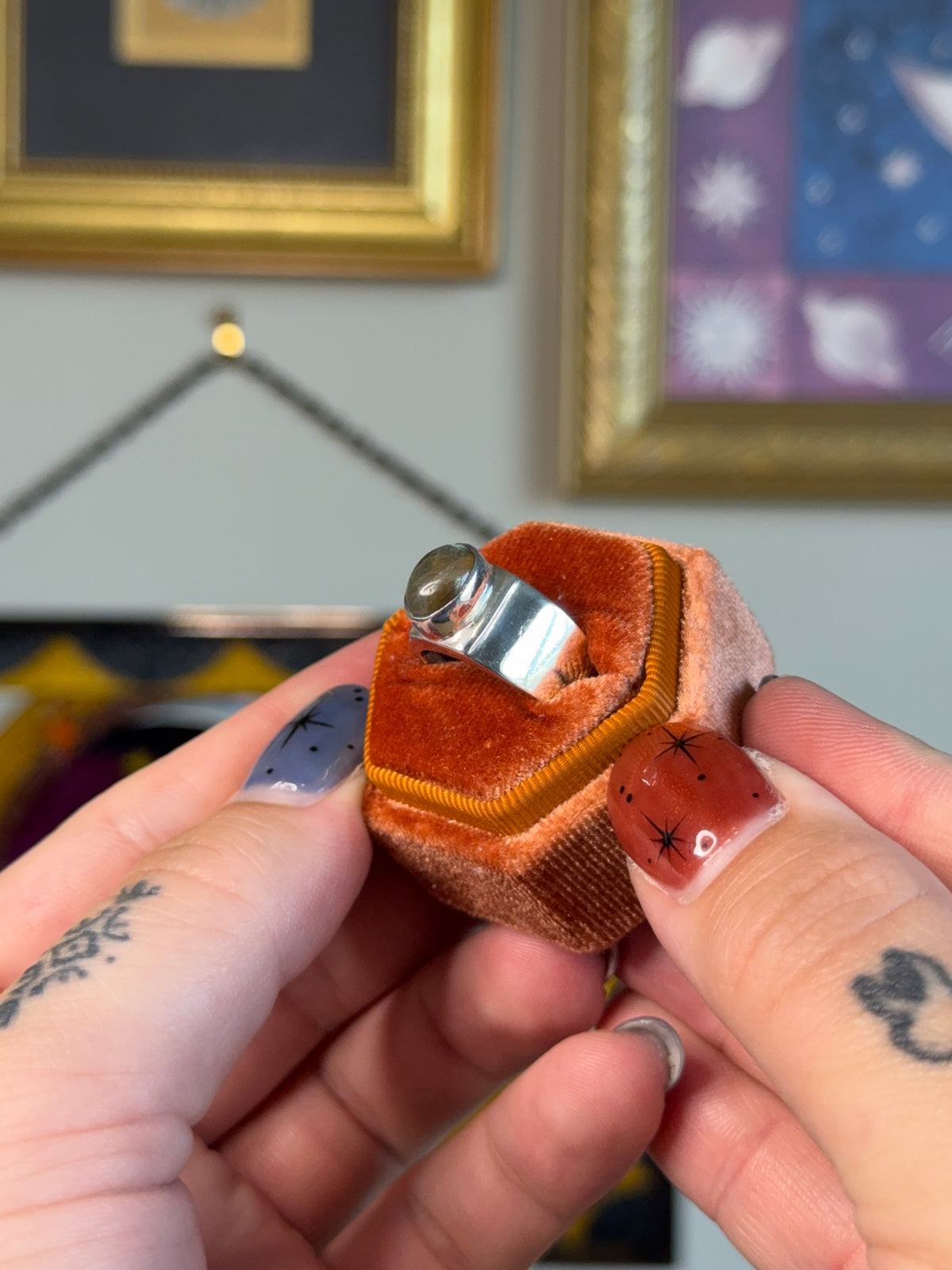 Labradorite cabochon ring