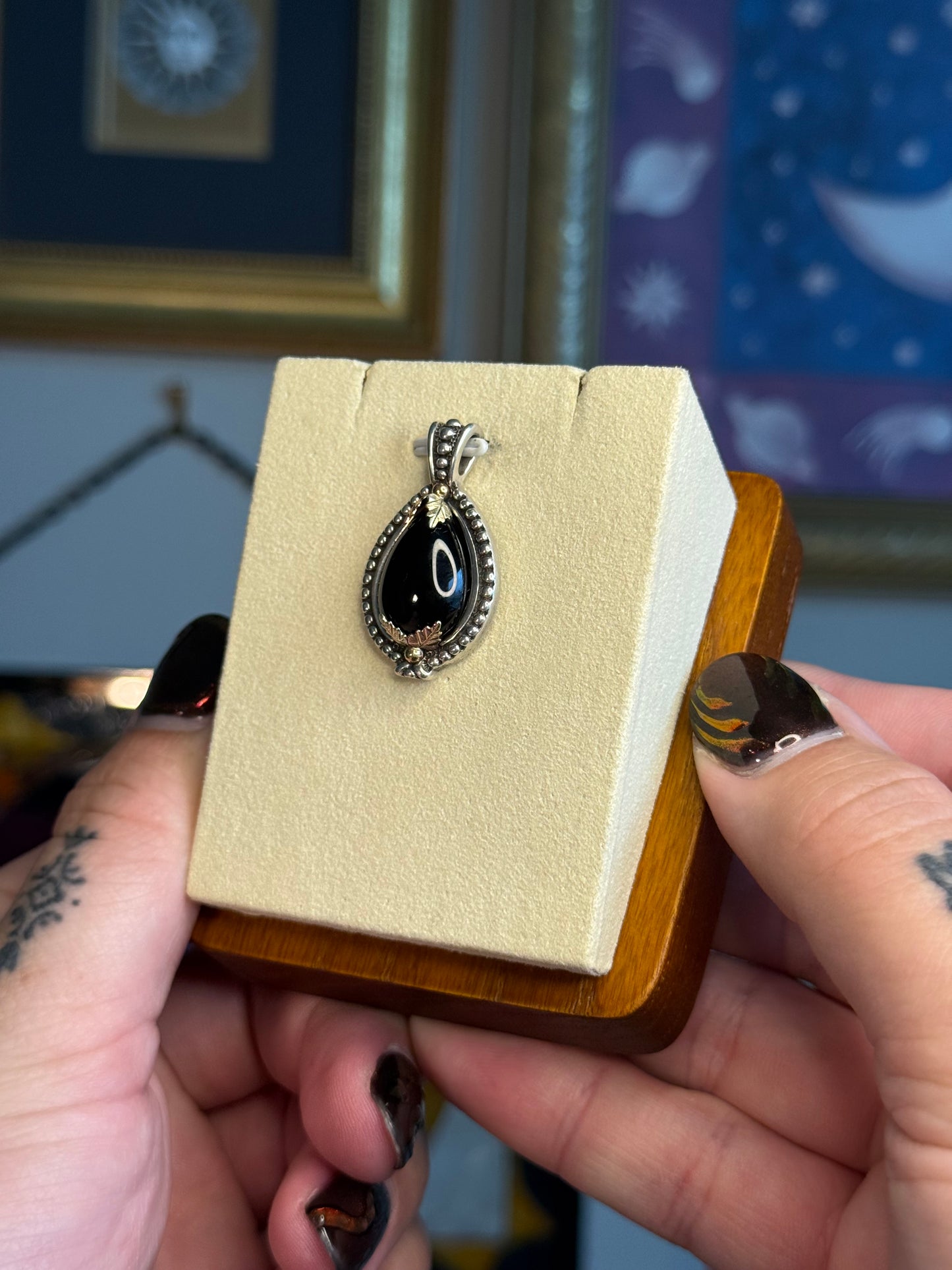 Black onyx black hills pendant