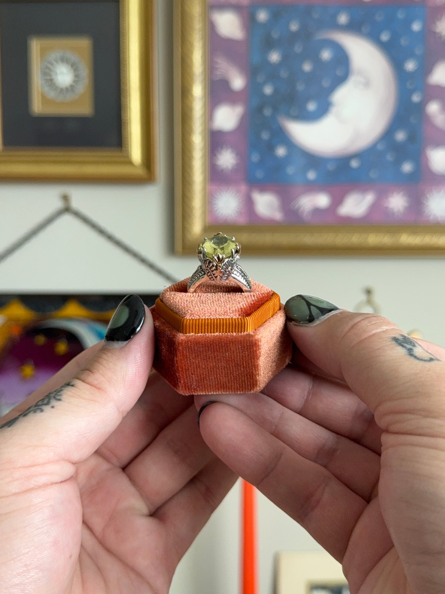 Lemon quartz intricate filigree ring