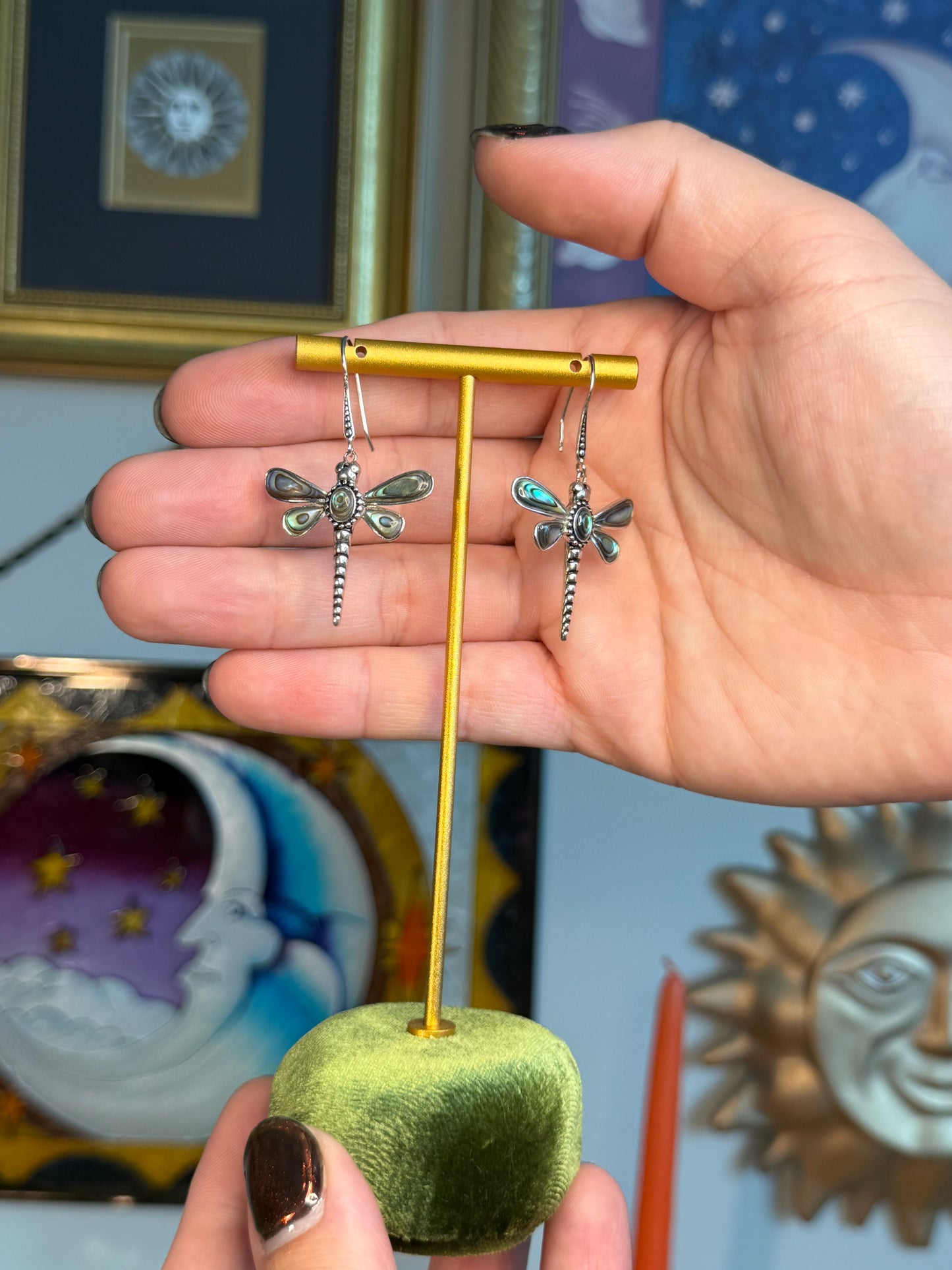 Abalone dragonfly earrings