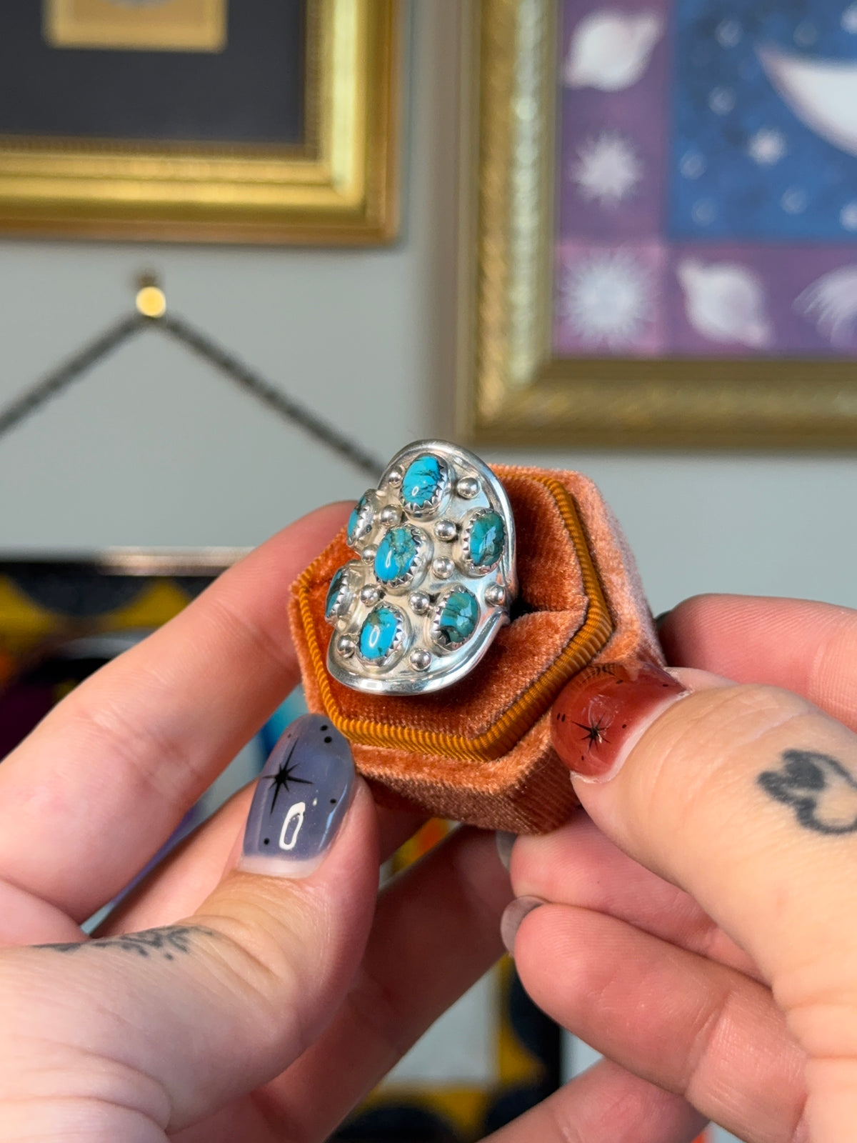 Turquoise shield ring