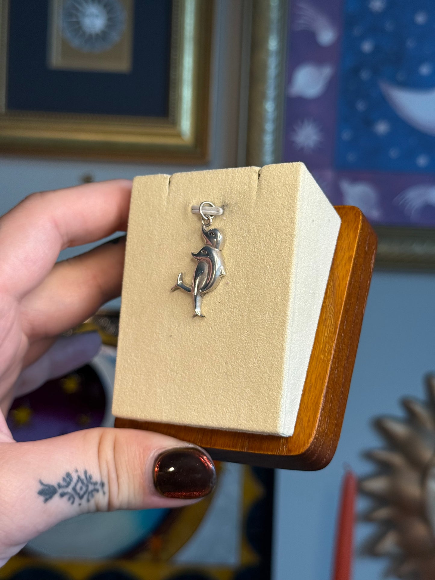 Antique style dolphin pendant