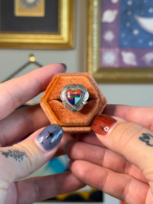 Heart inlay ring