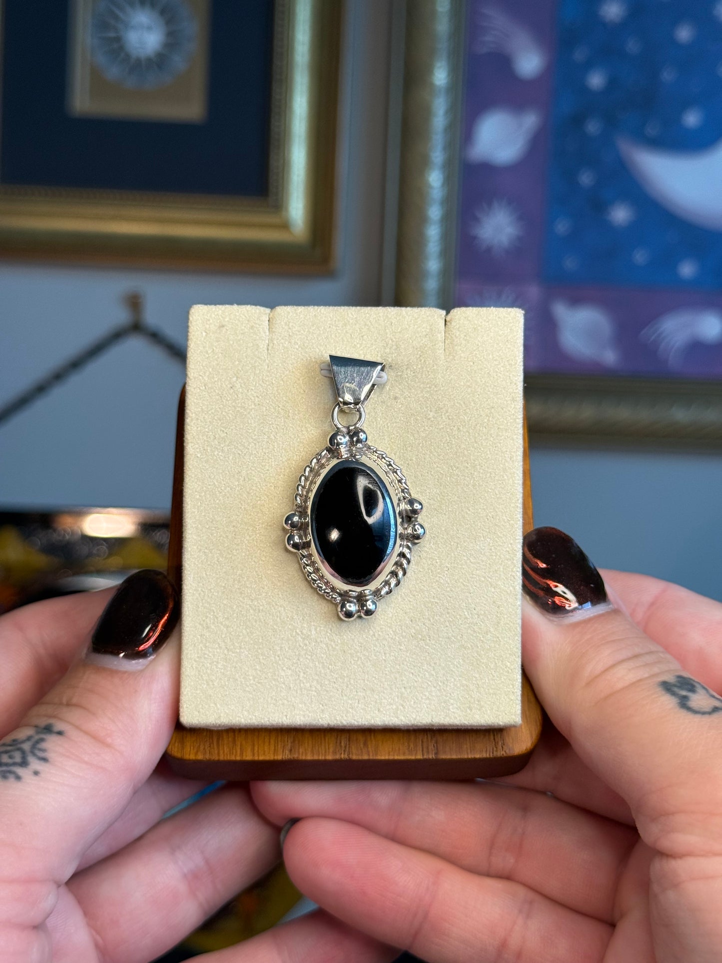 Oval Black Onyx pendant