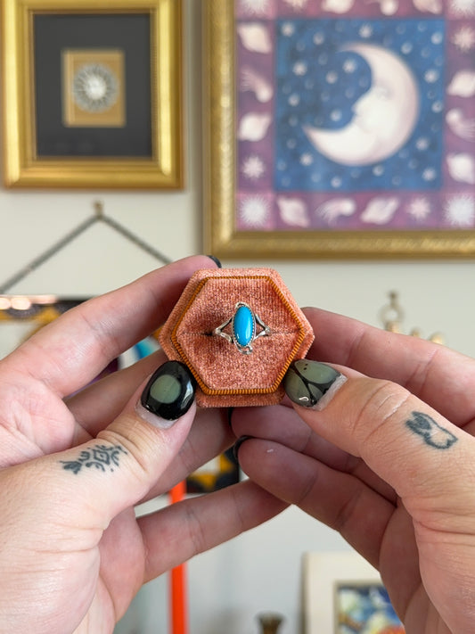 Small elongated turquoise ring