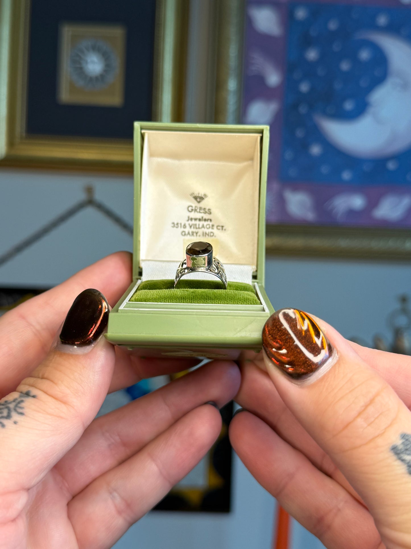 Smokey topaz filigree ring