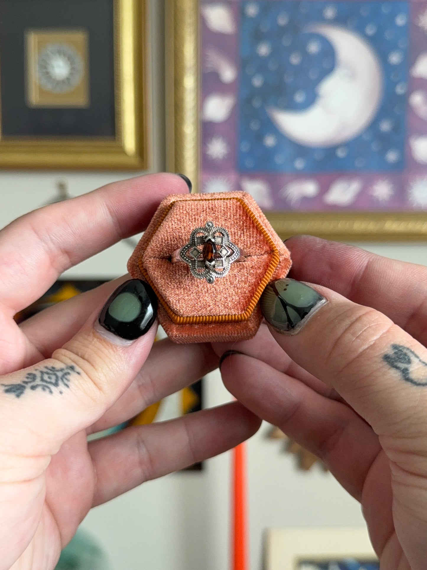 Marquise garnet ring