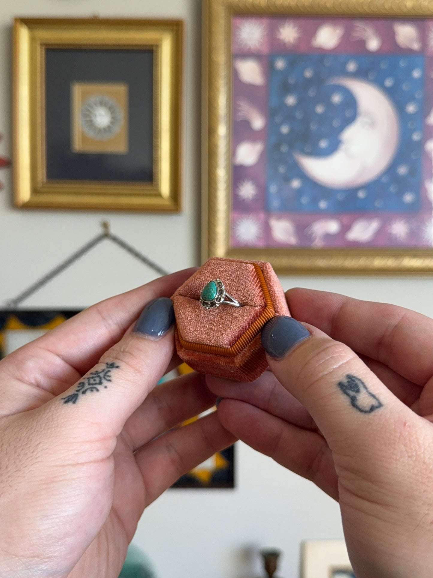 Small pear shaped turquoise ring