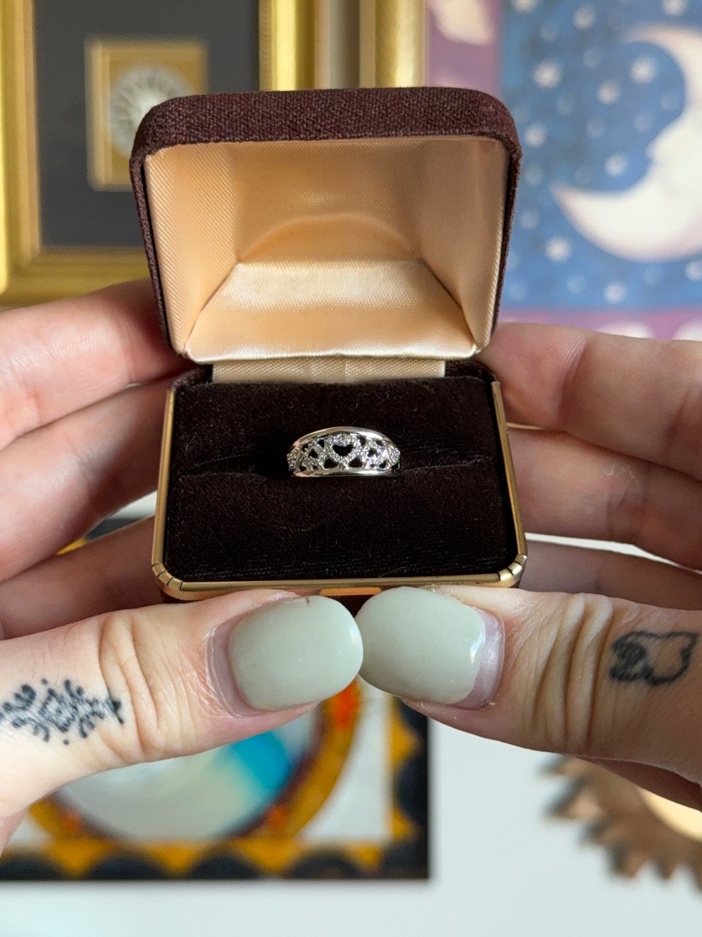 White gold heart band