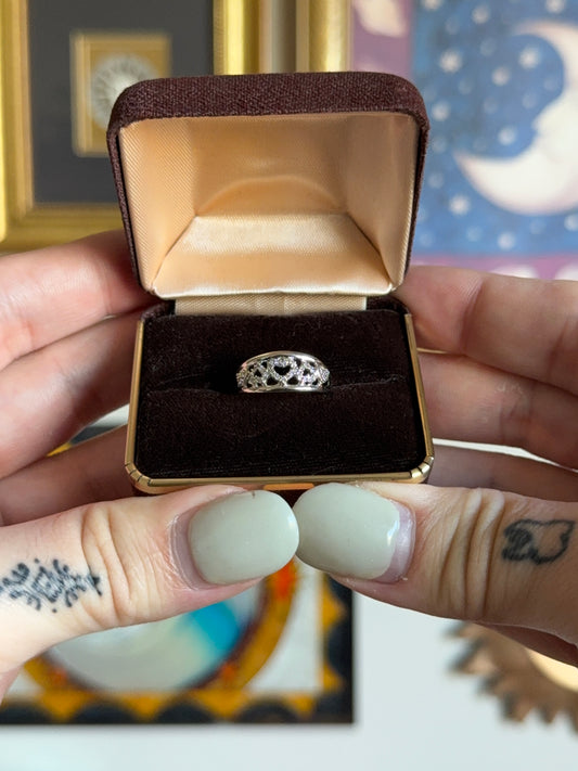 White gold heart band