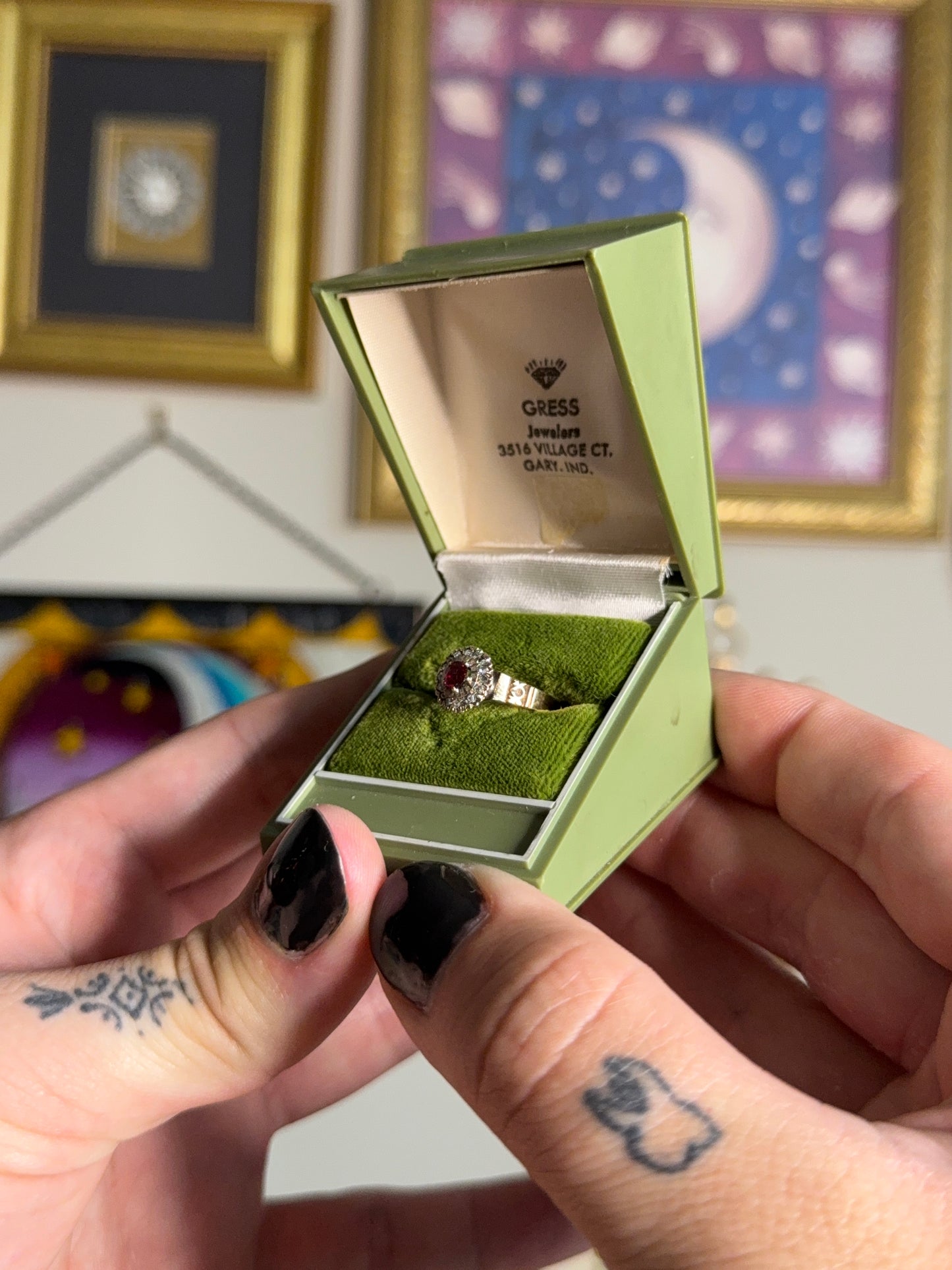 Antique mine cut simulated ruby