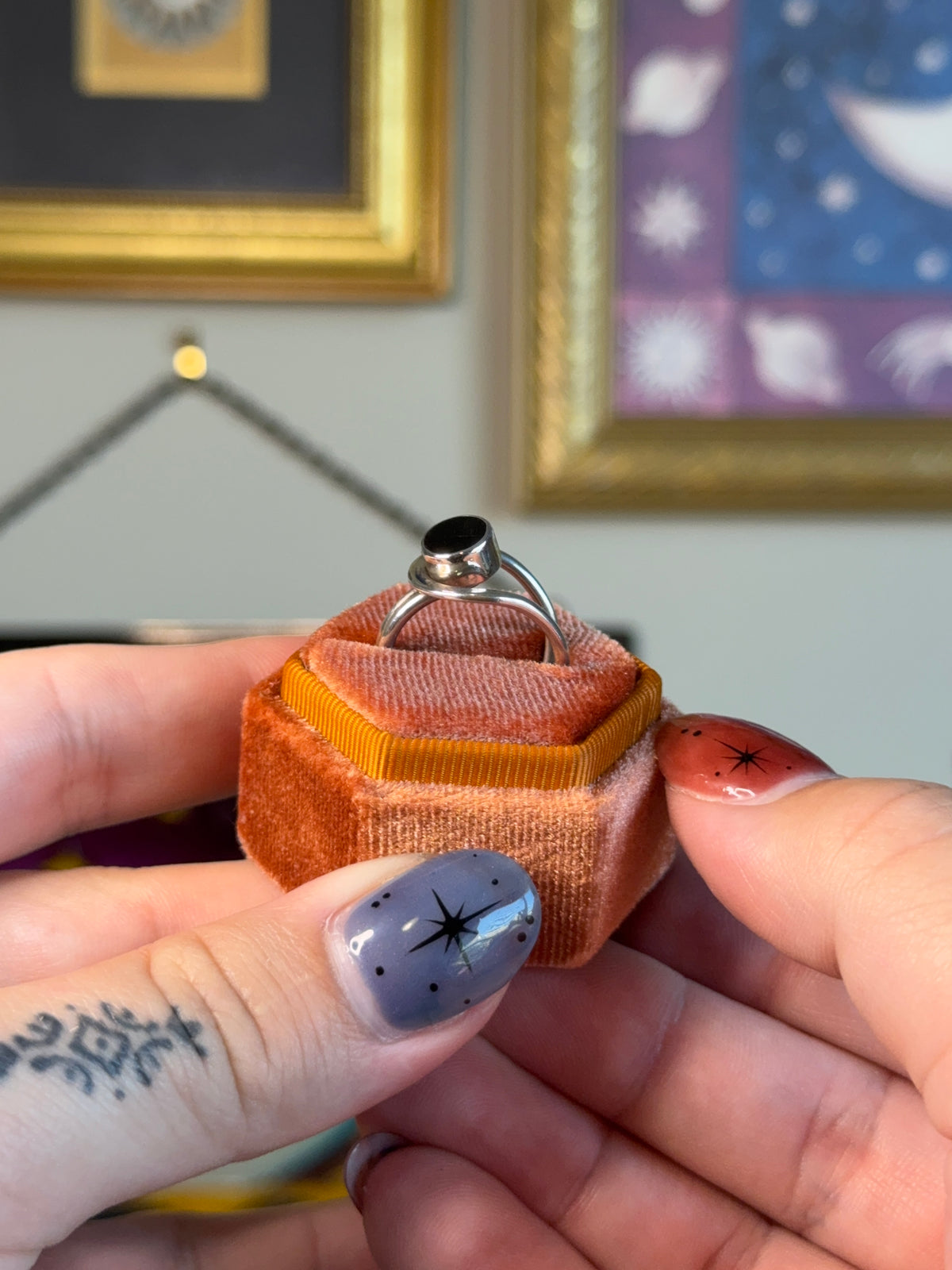 Black Onyx Modernist style Taxco ring