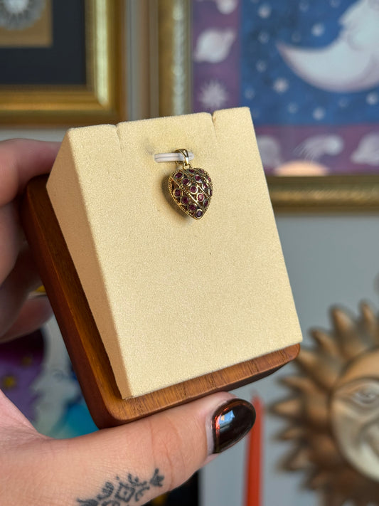 Reversible ruby and sapphire heart pendant