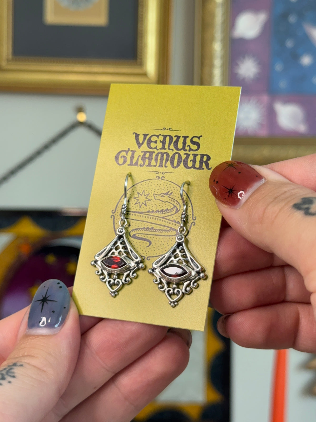 Garnet marquise earrings