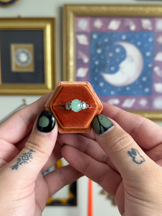 Agate and aquamarine ring
