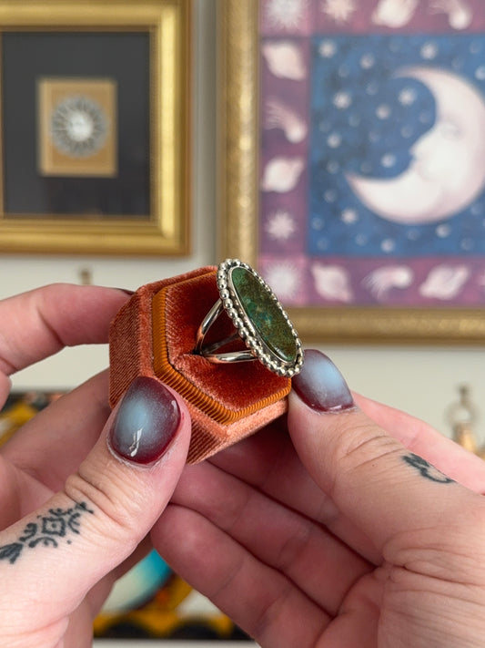Elongated Green Turquoise ring
