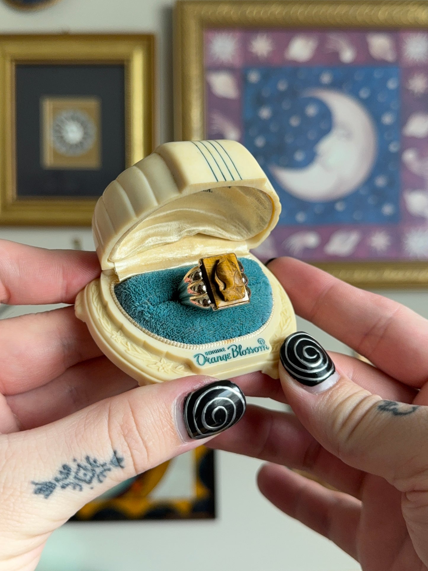 Carved Tigers Eye Roman cameo signet