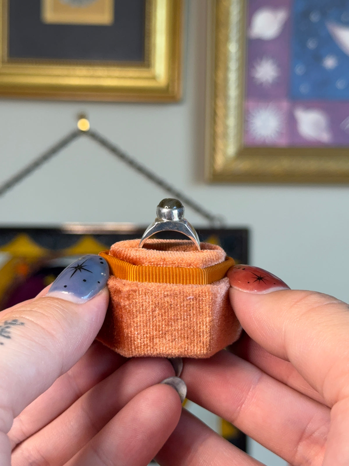 Labradorite cabochon ring
