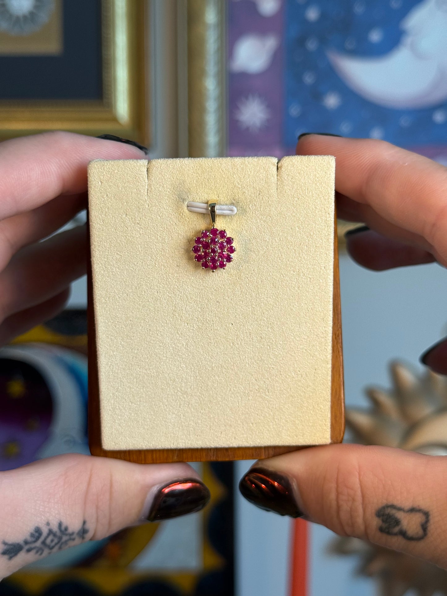 Ruby cluster pendant