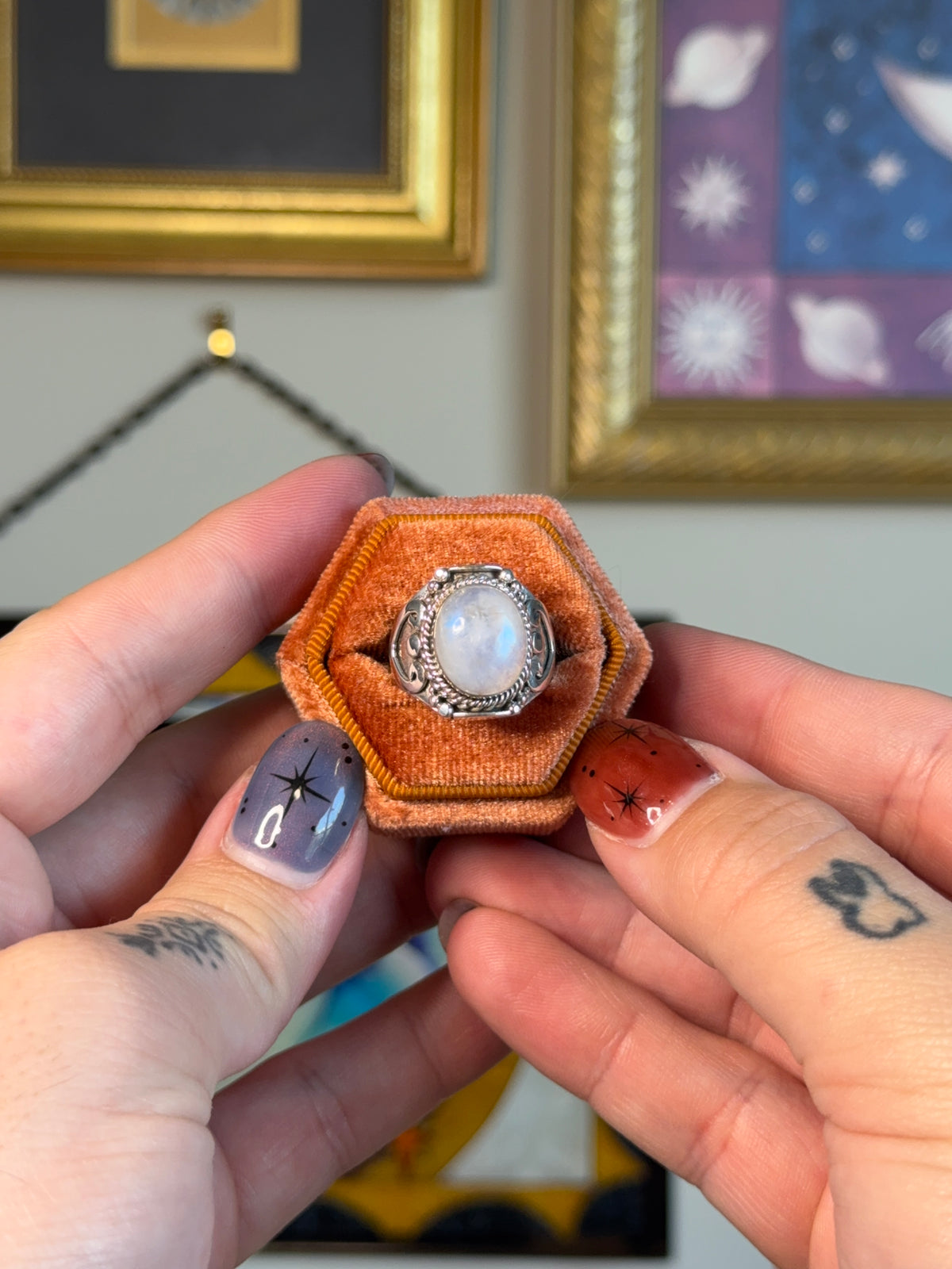 Moonstone cabochon ring