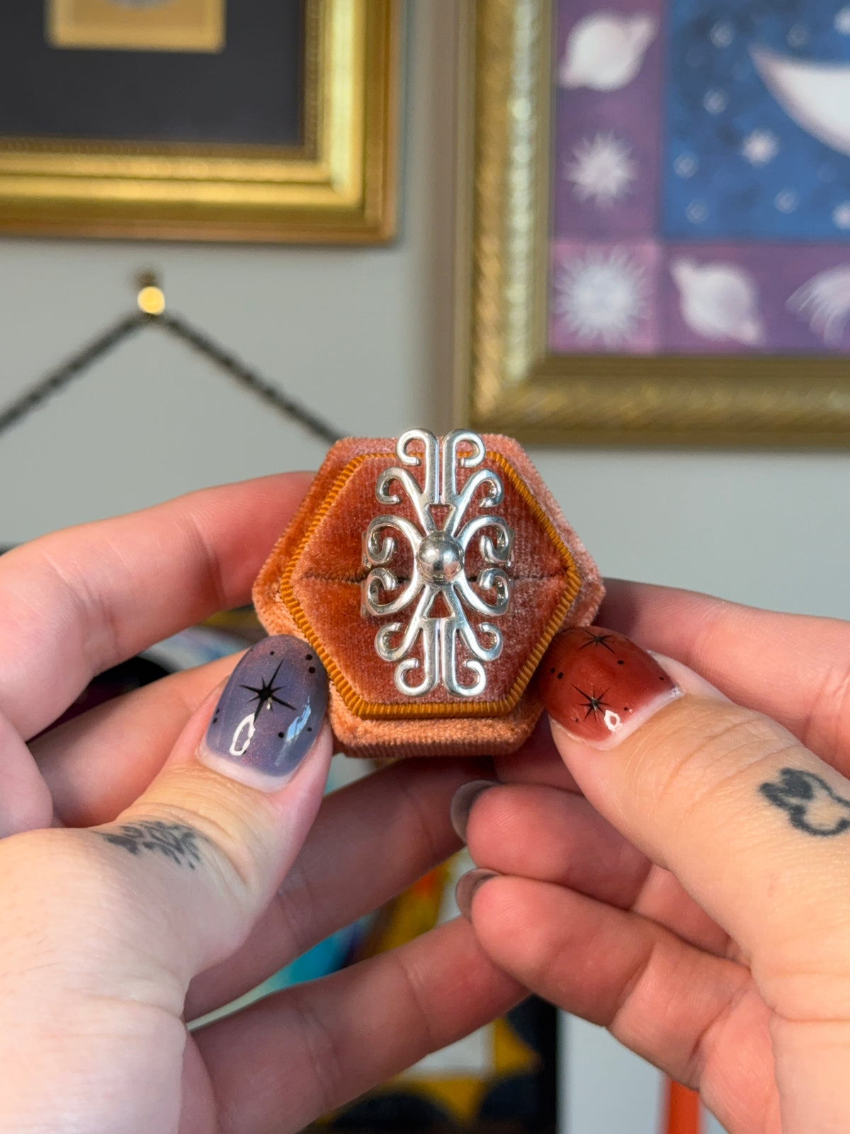 Taxco elongated filigree ring