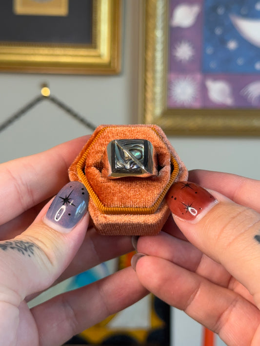 Abalone signet ring