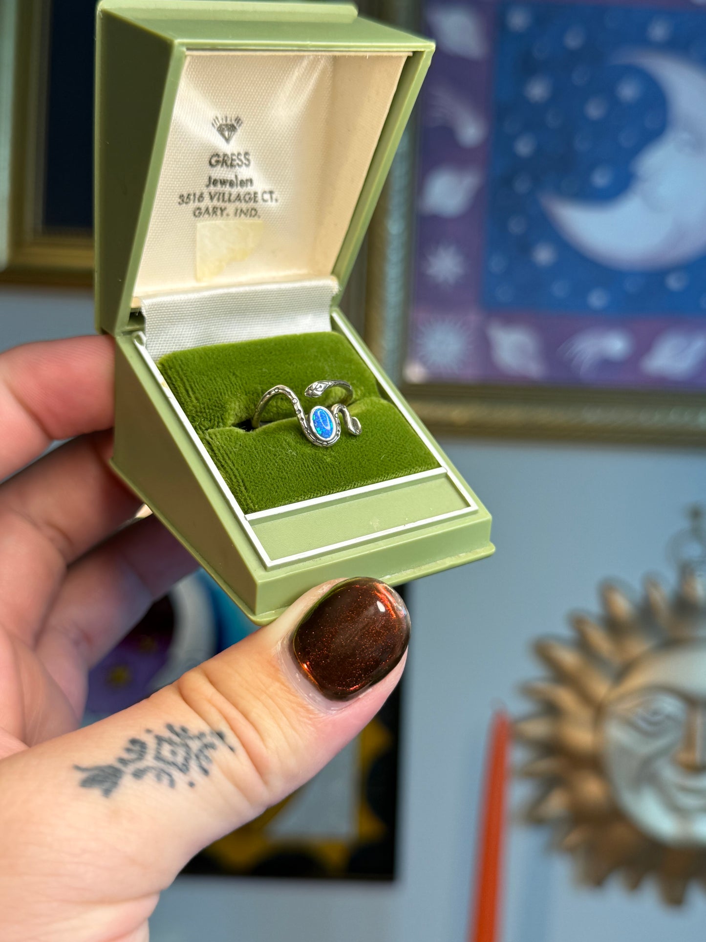 Opal snake ring