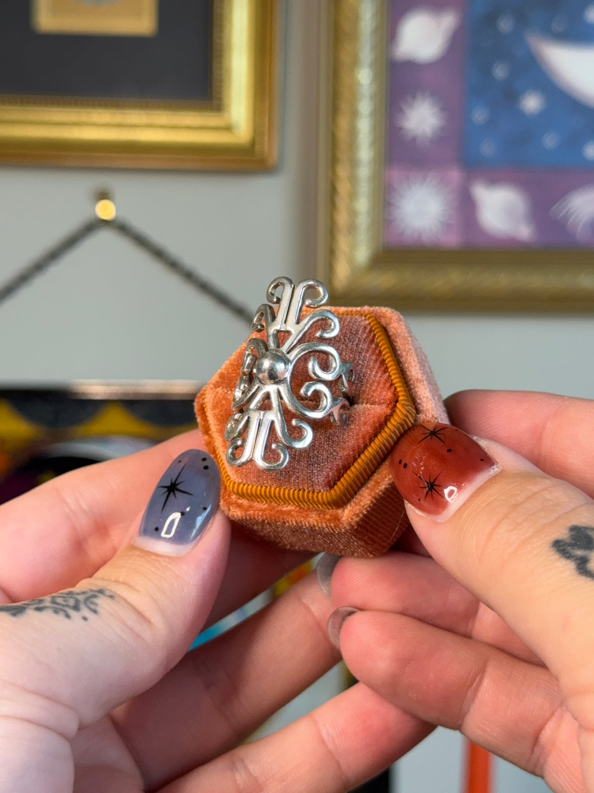 Taxco elongated filigree ring