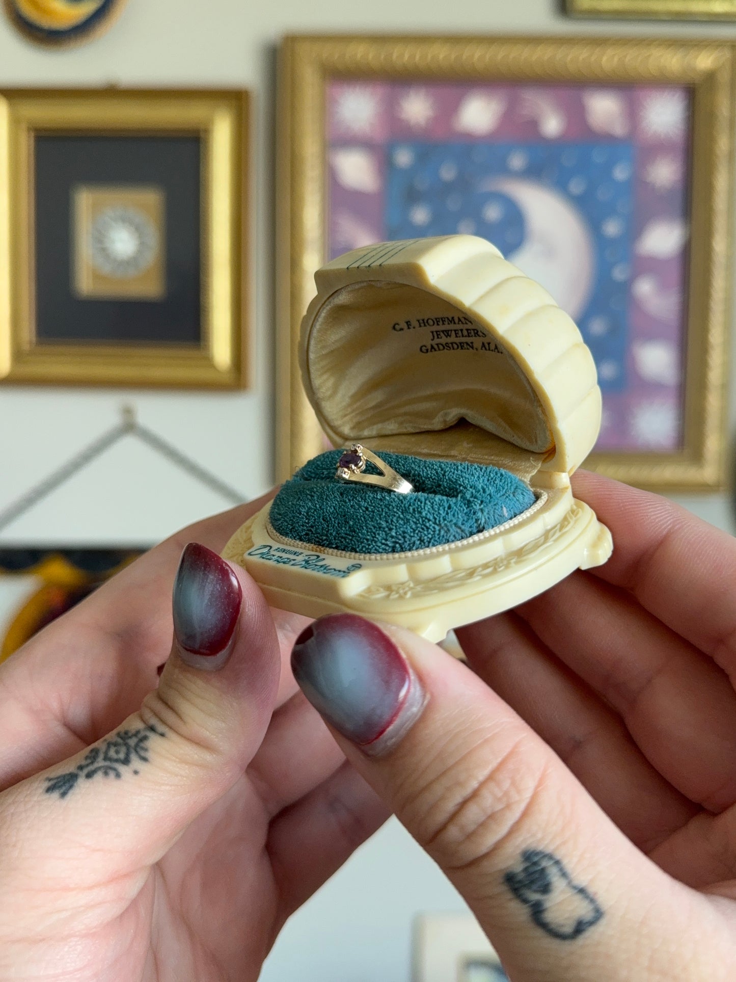 East to West Amethyst ring