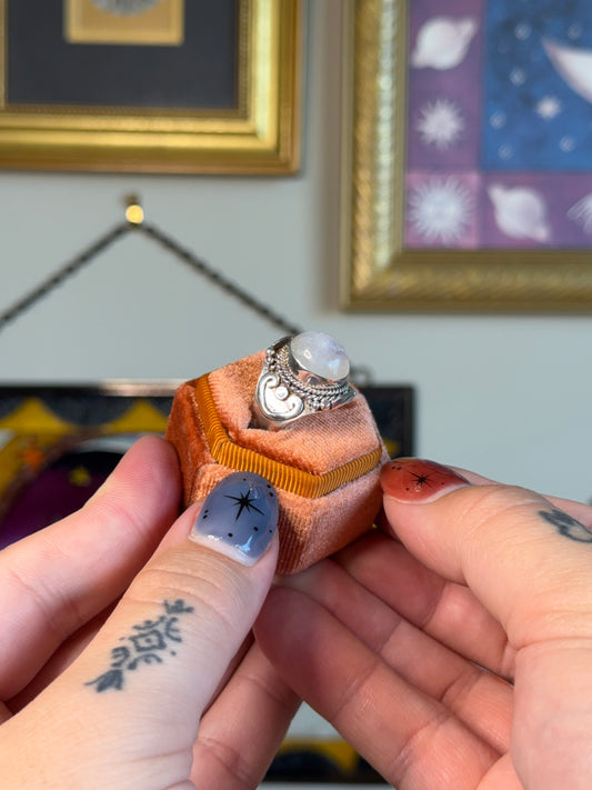 Moonstone cabochon ring