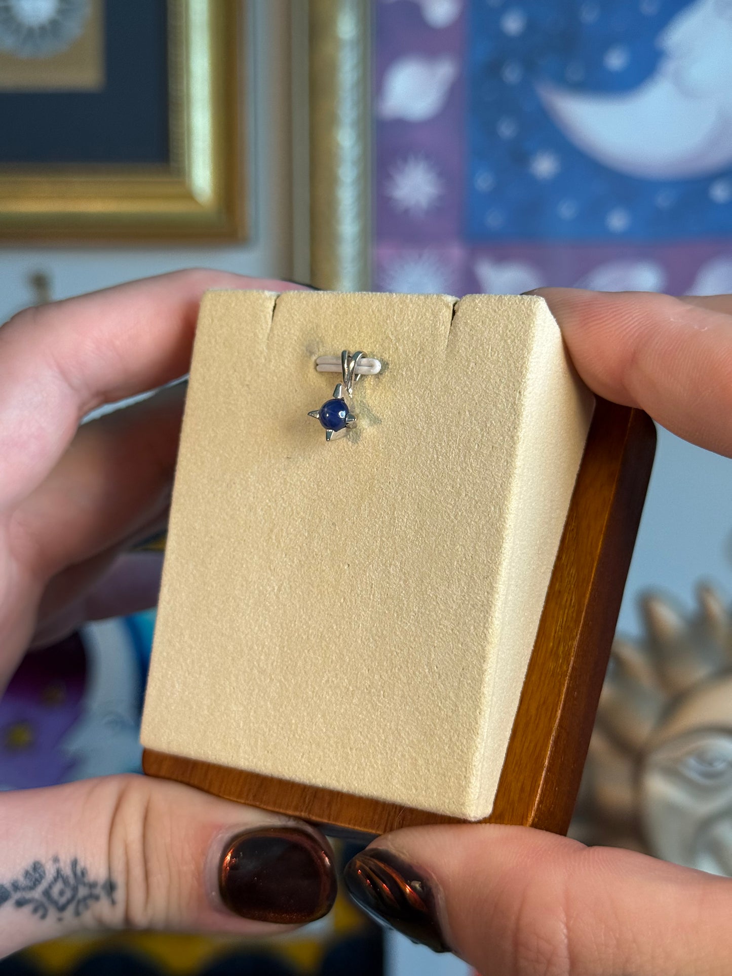 Blue star sapphire pendant