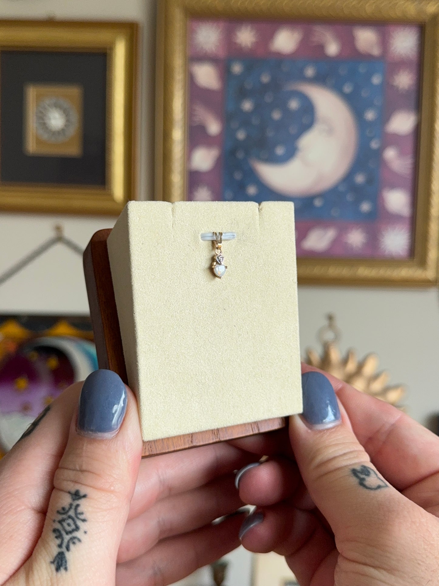 Opal heart pendant