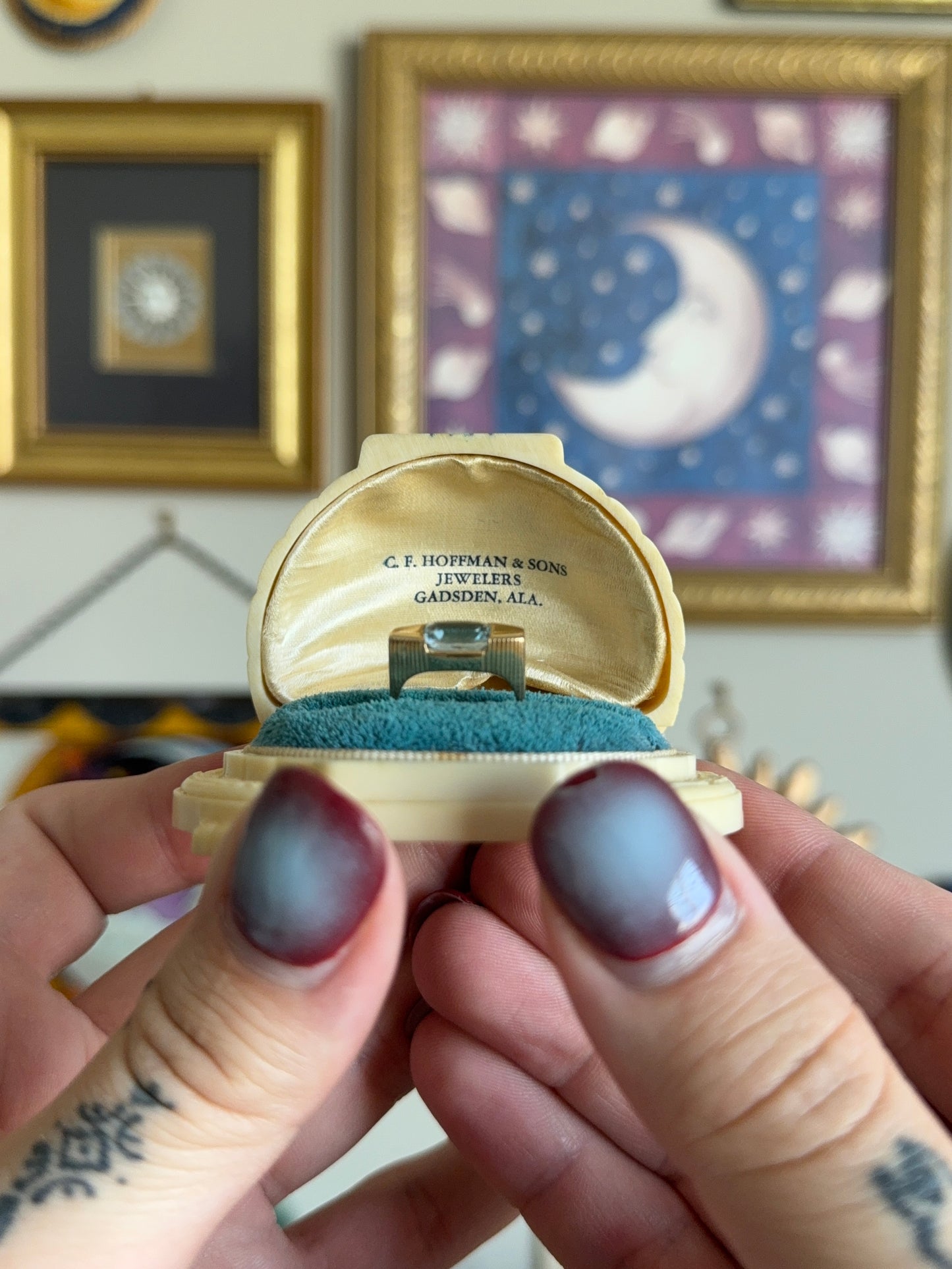 Aquamarine squared ring