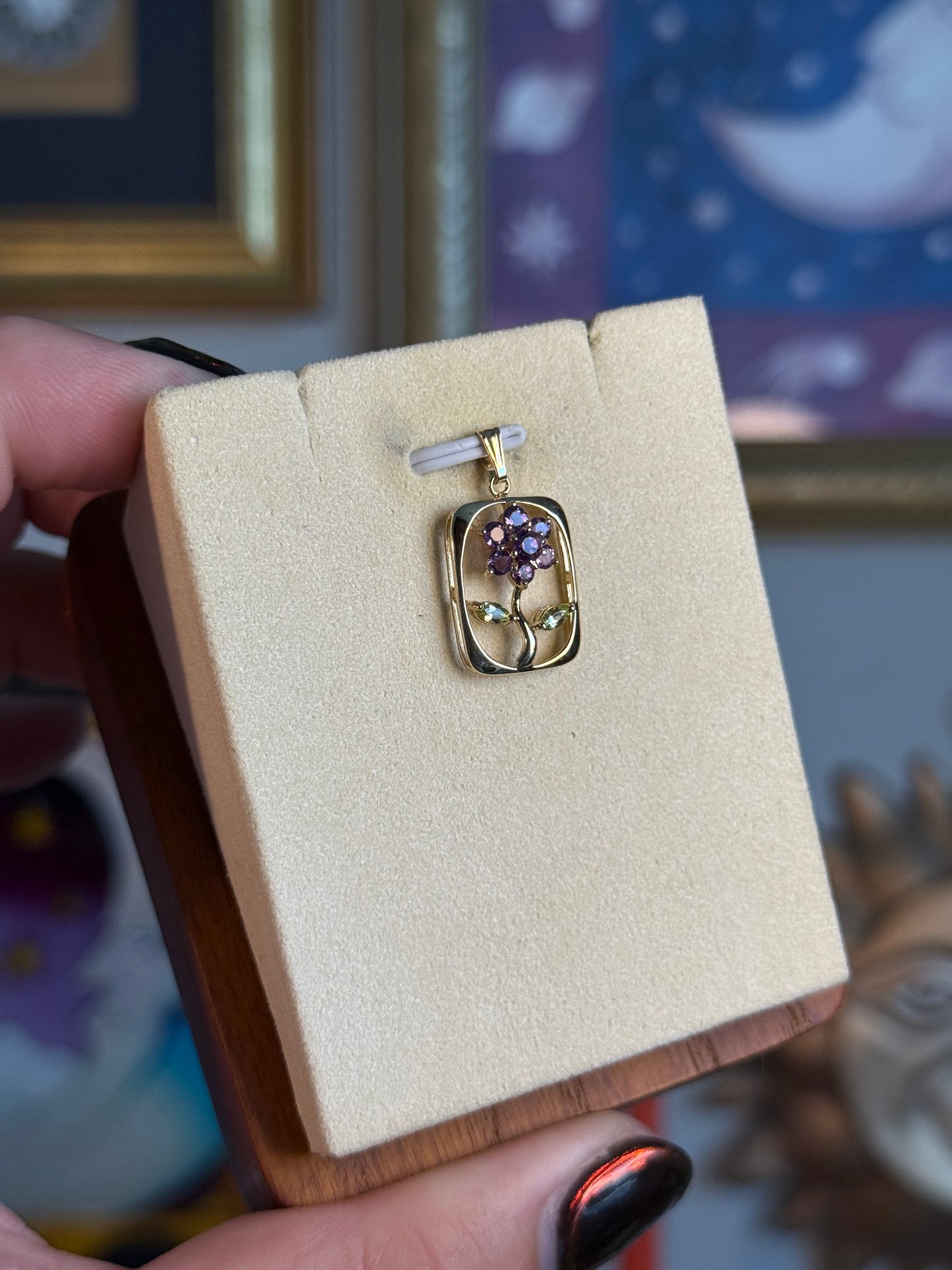 Amethyst and citrine floral pendant