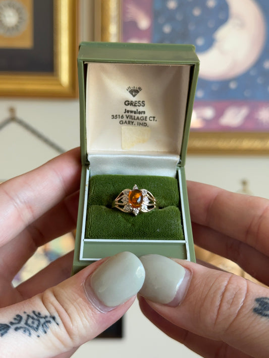 Gold amber floral motif with diamonds