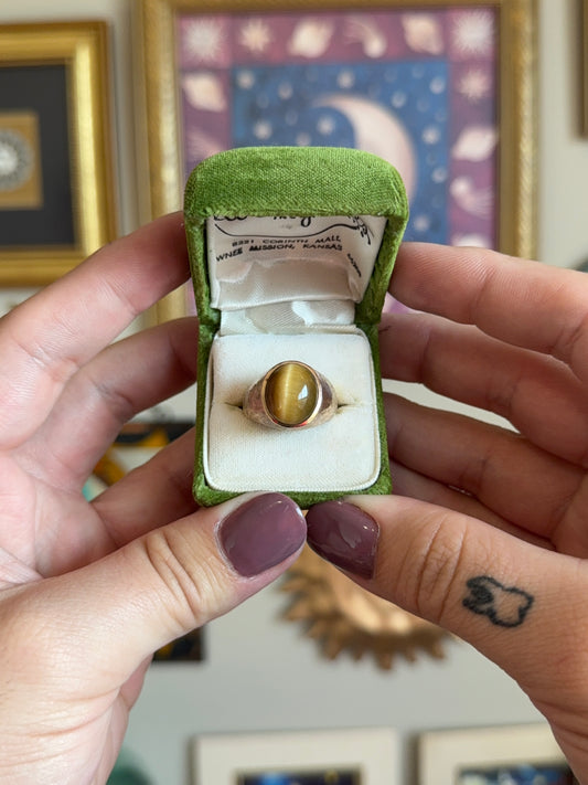 Vintage Tigers Eye signet ring